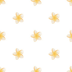 Yellow Tropical Flowers on white background Seamless Pattern