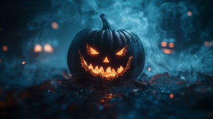Scary Jack-O-Lantern with Glowing Eyes and a Creepy Grin for the Ultimate Halloween Fright