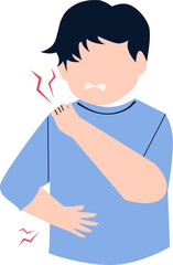 Kid having muscle pain monkeypox symptom Illustration. 