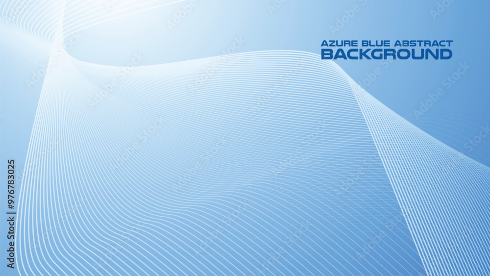 Wall mural azure blue abstract background with curve line for backdrop or presentation