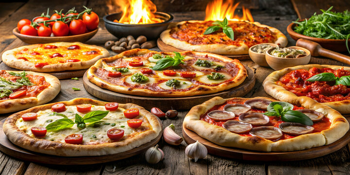 Variety of delicious pizza options including pepperoni, margherita