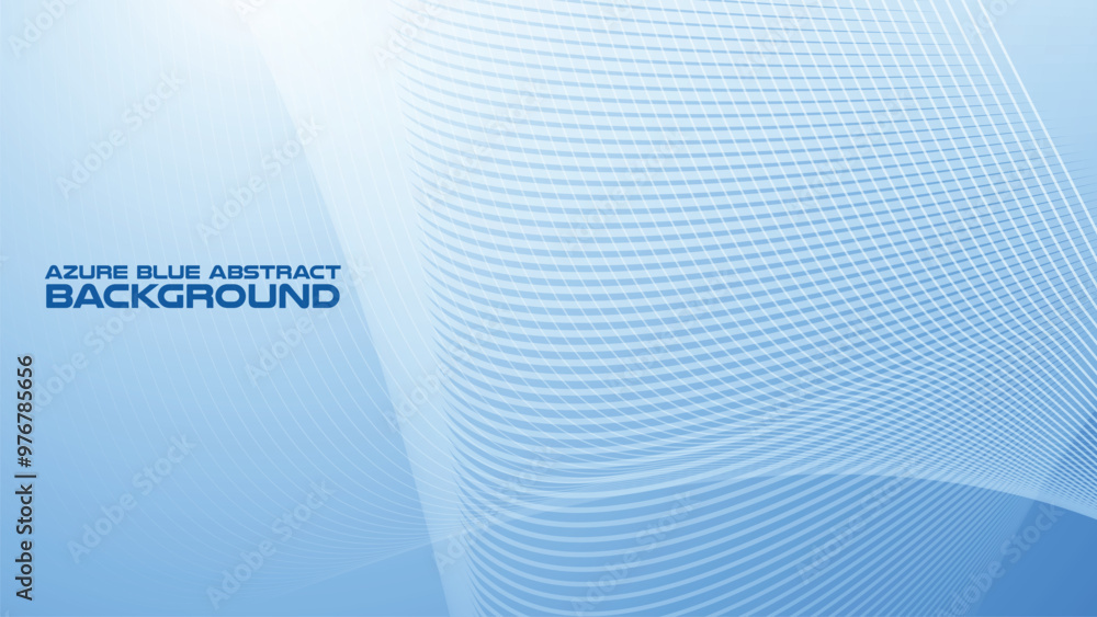 Wall mural azure blue abstract background with curve line for backdrop or presentation