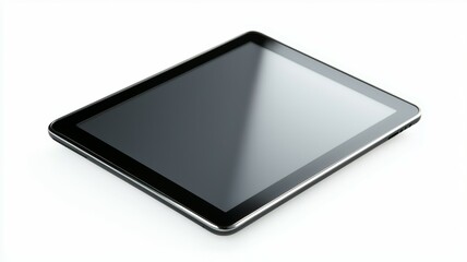 A tablet is sitting on a white background