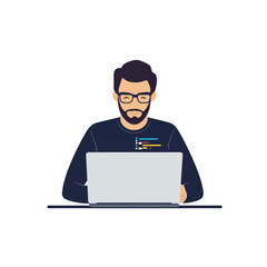 A man working on laptop