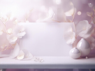 Elegant white board with flowers, generated by AI