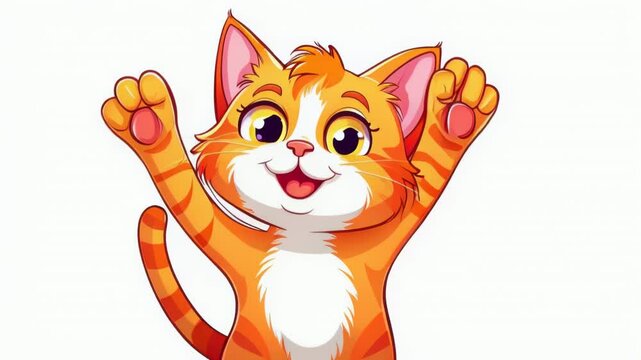 A cute kitten waves hello with a paw