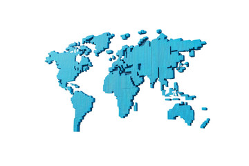 Obraz premium Stylized blue world map illustration on black background