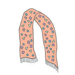 Knitted scarf doodle Hand drawn winter accessories Single design element for card, print, design, decor