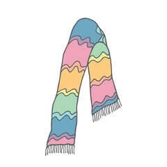 Knitted scarf doodle Hand drawn winter accessories Single design element for card, print, design, decor