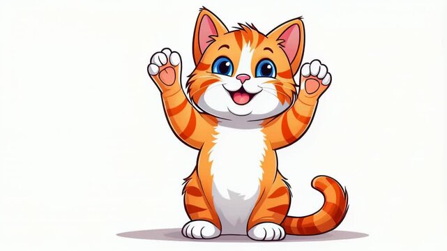 A cute kitten waves hello with a paw