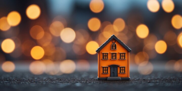 Urban Landscape with a Single Orange Building. - Powered by Adobe