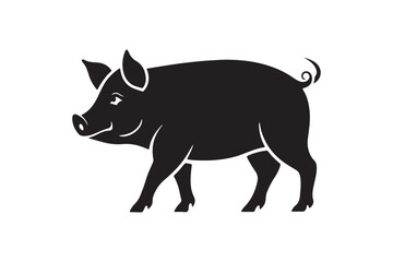 Pig silhouette vector illustration, Pig silhouette vector, Pig silhouette
