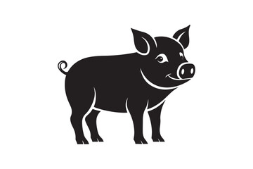 Pig silhouette vector illustration, Pig silhouette vector, Pig silhouette