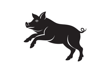 Pig silhouette vector illustration, Pig silhouette vector, Pig silhouette