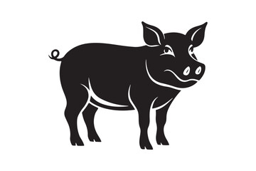 Pig silhouette vector illustration, Pig silhouette vector, Pig silhouette