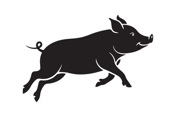 Pig silhouette vector illustration, Pig silhouette vector, Pig silhouette
