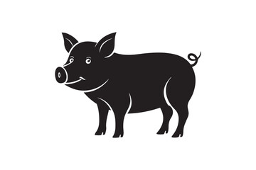 Pig silhouette vector illustration, Pig silhouette vector, Pig silhouette