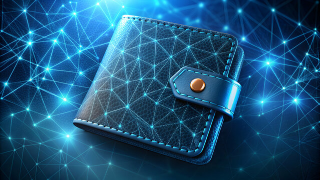 Futuristic digital wallet with blockchain technology encryption , tech, cryptocurrency, security, finance