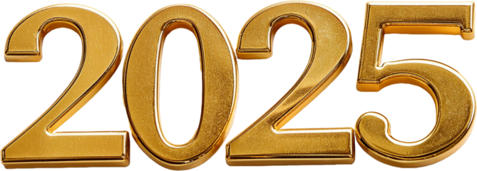 Luxurious 3D glittering and shining golden numbers for 2025. Perfect for festive designs, New Year’s projects, and elegant digital decor. Top view elegance with sparkling charm.