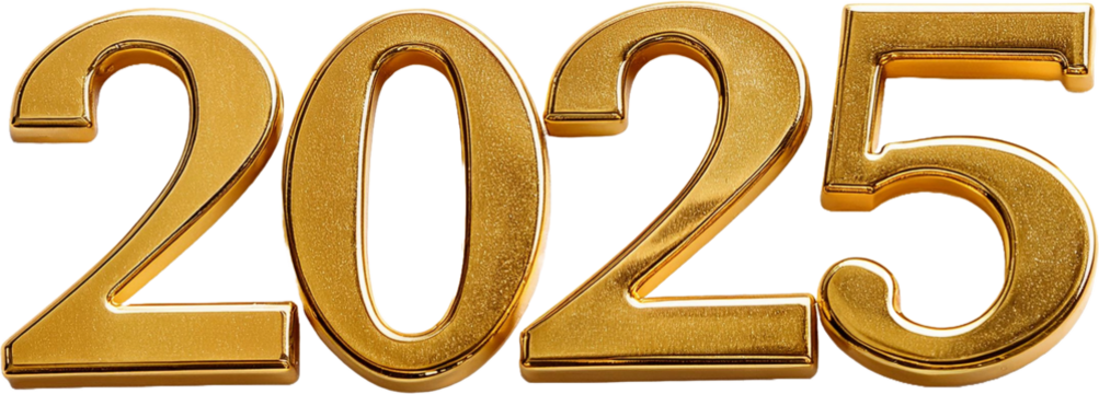 Luxurious 3D glittering and shining golden numbers for 2025. Perfect for festive designs, New Year’s projects, and elegant digital decor. Top view elegance with sparkling charm.
