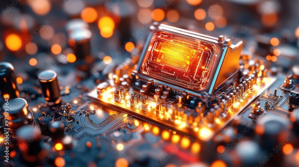 Poster cpu circuit board glow.
