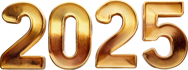 Luxurious 3D glittering and shining golden numbers for 2025. Perfect for festive designs, New Year’s projects, and elegant digital decor. Top view elegance with sparkling charm.