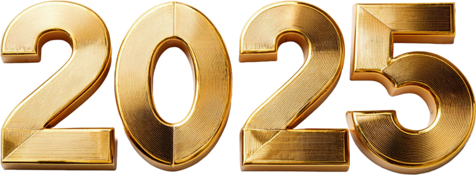 Luxurious 3D glittering and shining golden numbers for 2025. Perfect for festive designs, New Year’s projects, and elegant digital decor. Top view elegance with sparkling charm.