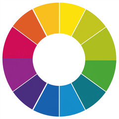 Obraz premium Farbenfroher Regenbogenkreis, in Segmente geteilt. Vibrantes Spektrum, geometrisches Design. Diversity-Symbol, kreative Infografik. Modernes abstraktes Kunstwerk