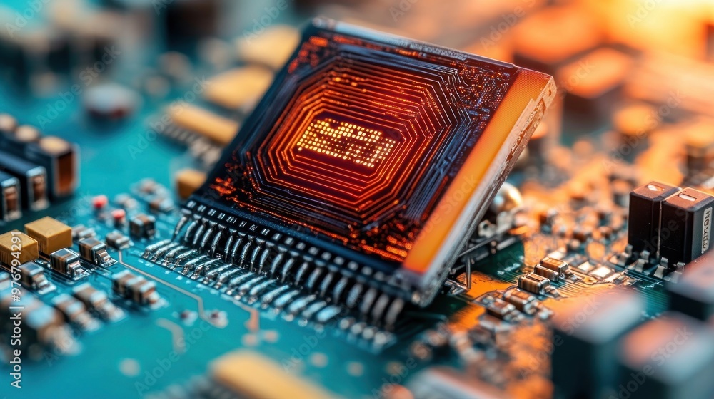 Aufkleber microchip circuit board.