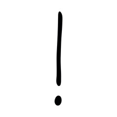 Hand drawn ink exclamation mark illustration in sketch style. Single element for design