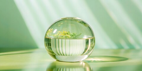 a glass ball with a plant in it. Generative AI