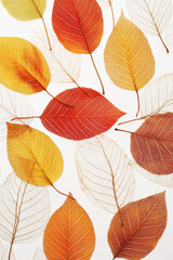 Obraz premium botanical autumn skeleton leaves on white background