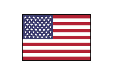 The design features the flag of the United States, highlighting its iconic thirteen stripes and fifty stars. This illustration symbolizes patriotism and national pride.