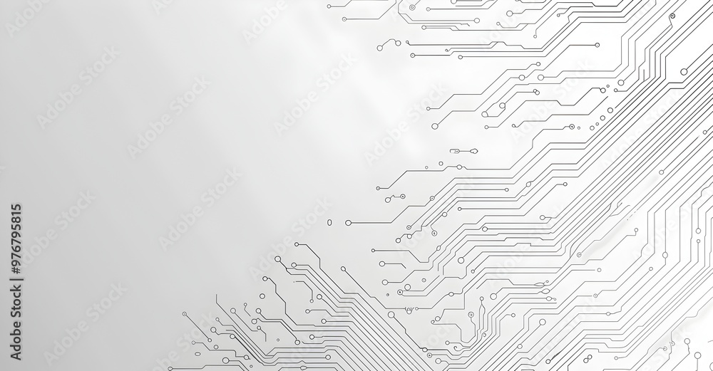 Poster white background with gray circuit board line pattern, vector graphic design for banner or poster wi