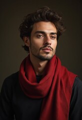 Fototapeta premium Portrait of an italian beautiful man with a scarf