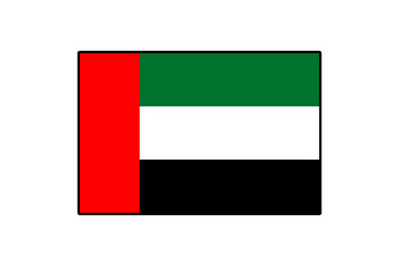 The flag of the United Arab Emirates features horizontal stripes of black, white, and green with a vertical red stripe. It symbolizes unity and heritage, representing the country's identity.
