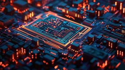 Obraz premium Circuit Board Glowing.