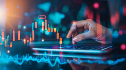 Hand Using Tablet To Analyze Stock Market Data