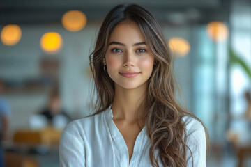 Fototapeta premium young indian business woman standing at office