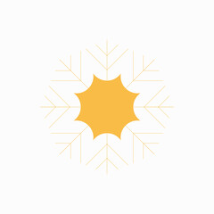 Golden light snowflake with thin facets.