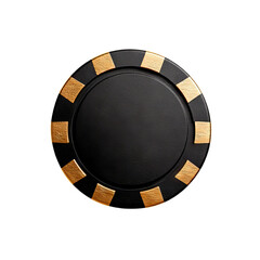 A stylish black poker chip with golden accents, perfect for casino-themed projects or game night visuals.