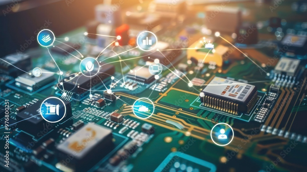 Aufkleber internet of things computer technology connect network system.