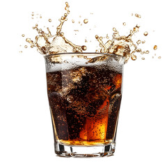 Soda Liquid Splashing in a Glass on Transparent Background
