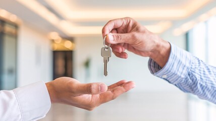Hotel Check-In: Receiving Room Keys. A hotel receptionist hands over room keys to a guest at the front desk. The image evokes a sense of arrival, hospitality, and the beginning of a pleasant stay.