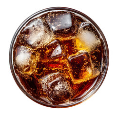 Refreshing Fizzy Cola Beverage with Ice Cubes in Transparent Glass