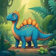 A Cartoon Drawing of a Cute Dinosaur