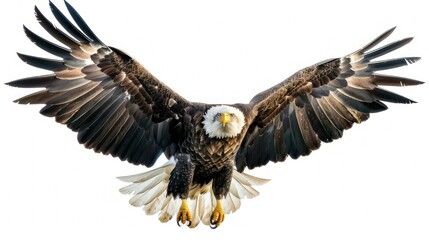 Fototapeta premium An eagle in flight with its wings spread wide isolated on a transparent background.
