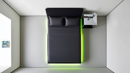 bedroom interior design with an industrial concept with hanging lights or bedroom