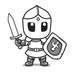 Obraz premium Kids Coloring Page: Knight's Castle - Line Art