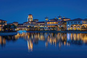 Fototapeta premium Chinese architecture at night, pavilions and towers